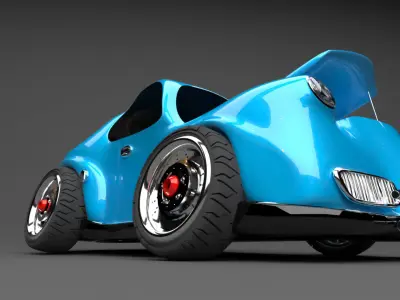 3D Blue VW cars project modelling  Low-poly 3D model
