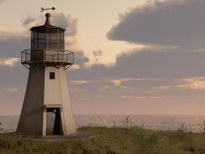 The Lighthouse at sunset Free low-poly 3D model