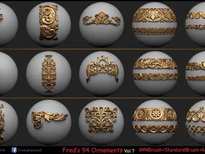 Fred ORNAMENT BRUSH Vol 7 - IMMBRUSH-3DModels-ALpha Low-poly 3D model