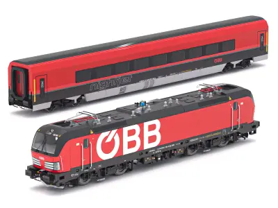 Passenger Train OBB Nightjet Collection 3 3D model
