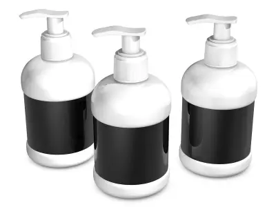 White Spray Bottle with Label 3D model