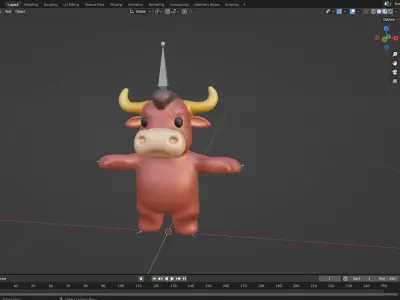 Little animal baby - Bull cute - Animated  Low-poly 3D model