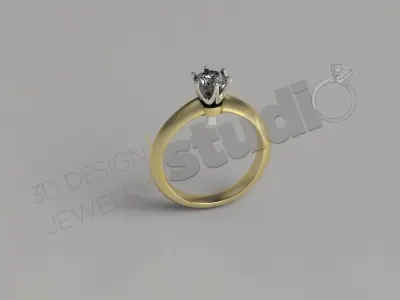 Luxury diamond solitaire ring 3D print model