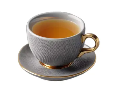 Elegant Teacup and Saucer Set Low-poly 3D model