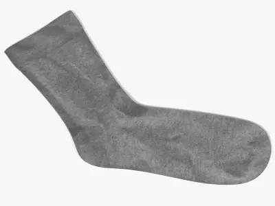 Grey Sock - Realistic and Universal Cotton Footwear 3D model