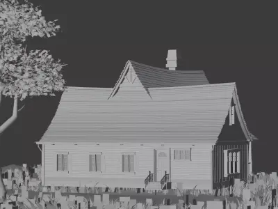 American Style Cottage Exterior 05 Low-poly 3D model