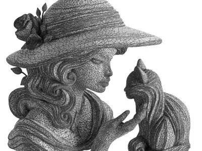 Statue lady 1 Low-poly 3D model