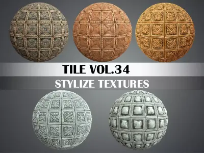Stylized Wood Tiles Vol 34 - Hand Painted Textures Texture
