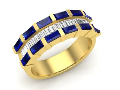 AV 534 Baguette Diamond Ladies Anniversary Wedding Band 3D print model