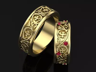wedding ring with stones 3D print model