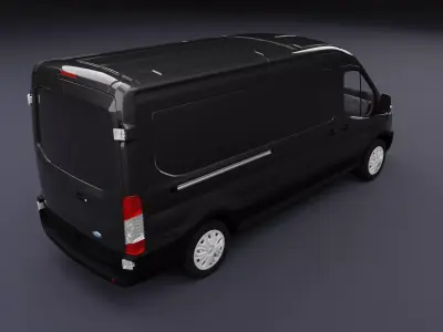 Transit Van Long Truck Black 3D model