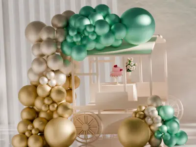 Party Balloons Birthday wedding anniversary Balloons decoration 3D model