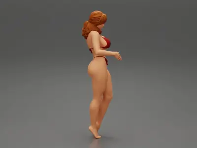 beautiful sexy young woman in an erotic striped bikini 3D print model