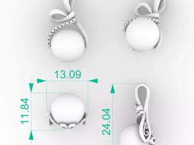 Elegant Pearl Bow Pendant Necklace 3D print model