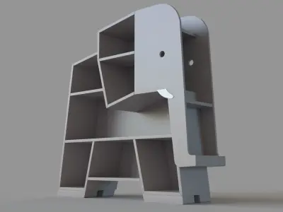 Elephant Grey Bookcase 3D model