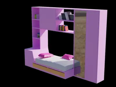 lit avec armoire  Free 3D model