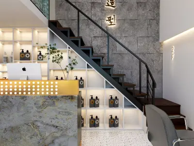 Light luxury barber shop hair salon duplex 3D model