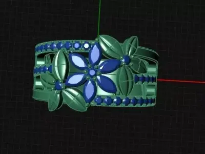 Flower ring with marquise diamonds 3D print model
