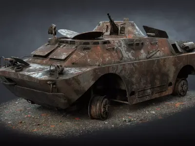 BRDM-2 Destroyed Low-poly 3D model