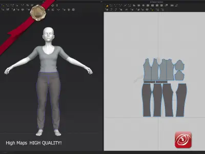 Woman A Testing model - Marvelous Designer Run Low-poly 3D model