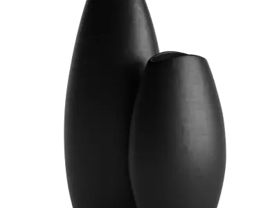 Modern Matte Black Vase Set 2 3D model