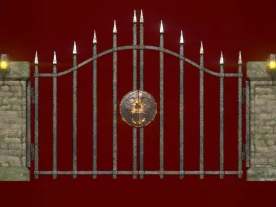 Medieval Big Garden Door Low-poly 3D model