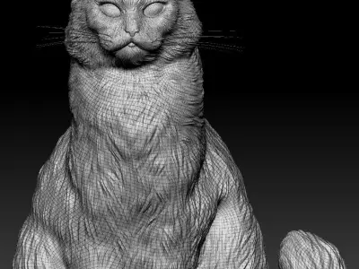 Fluffy cat 15 Low-poly 3D model