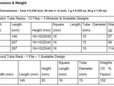 3D Print Ready Laboratory Skeleton and Round Tube Racks 3D print model