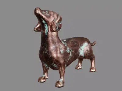 Copper Dog Decoration Figurine 3D model