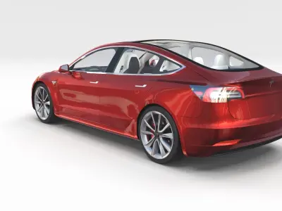 Tesla Model 3 with interior Pack 3D model