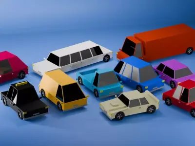 Low Poly Cars Collection Free low-poly 3D model