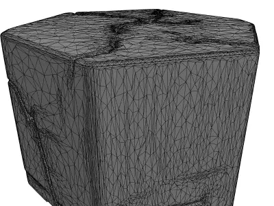 Cracked Hexagonal Stone Block Low-poly 3D model