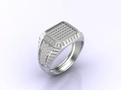 Print Ready STL 3DM  Gents Rings Diamond Men Ring  3D print model 190