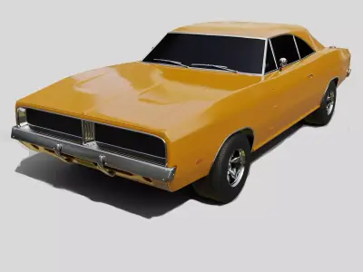 American Muscle Car - Animation and Game-Ready Low-poly 3D model
