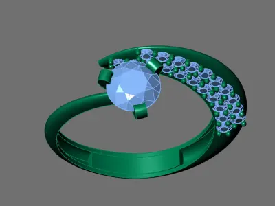 Womens Rings With Stone Ring Ready STL 3DM Models Rings women 3D print model 24