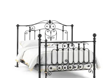 Ornate Black Metal Bed Model Pack Low-poly 3D model