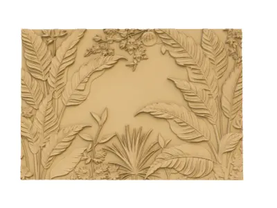 modern panel wall decor set wall relief mural CNC 123 3D model