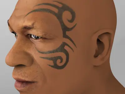 Mike Tyson bust ready for full color 3D printing 3D print model