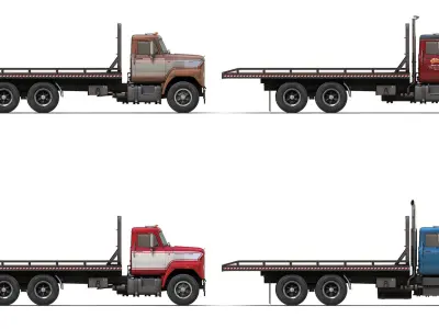 International Fleetstar flatbed truck Low-poly 3D model