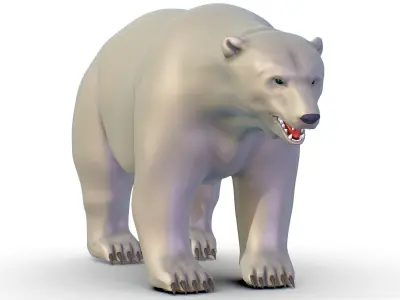 High Poly Model White Polar Bear Low-poly 3D model