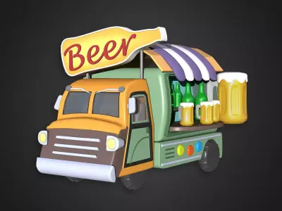 Asset - Cartoons - Food Car - Car Beer 3D model