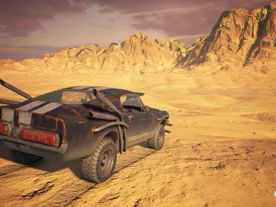 Post Apocalyptic car Low-poly 3D model