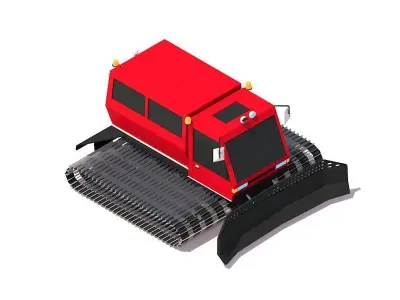 Cartoon Low Poly Snowcat Track Vehicle Low-poly 3D model