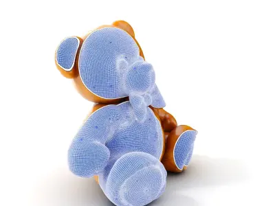 Fluffy Teddy Bear with Bow Model Pack Low-poly 3D model