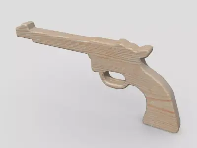 Wooden Toy Gun 3 Low-poly 3D model