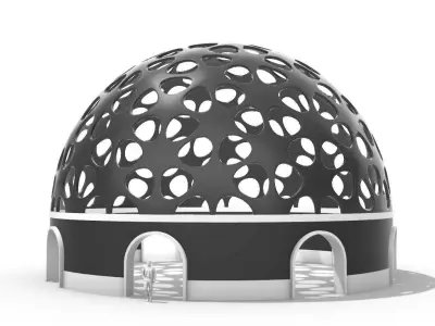 Geodesic Dome Pavilion Architectural structure with Entry  3D model
