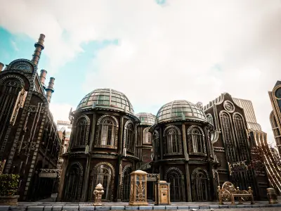 STEAMPUNK INDUSTRIAL BUILDING 7 Low-poly 3D model