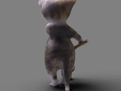 Mischievous kitten Low-poly 3D model