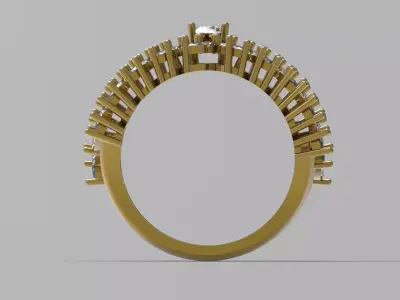 Semi Floral Marquise Diamond Engagement Wedding Set wr0120 3D print model