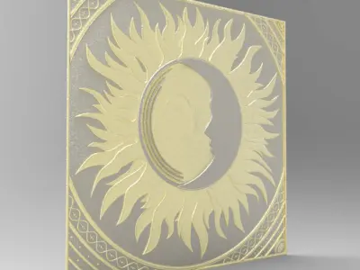 BED HEADBOARD SUN N MOON 3D print model